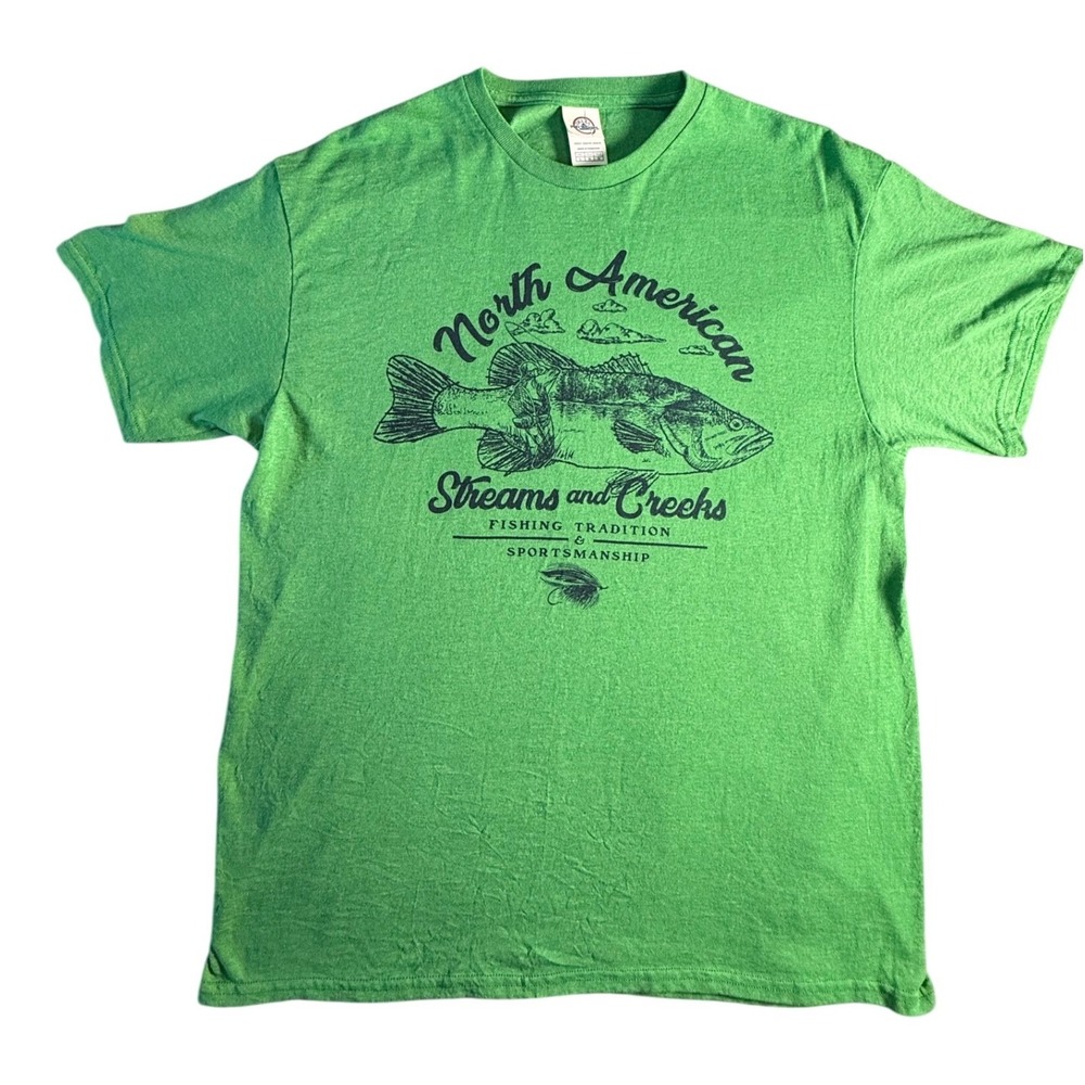Delta Pro Weight North American Streams Creeks Bass Fishing T Shirt‎ Size Large